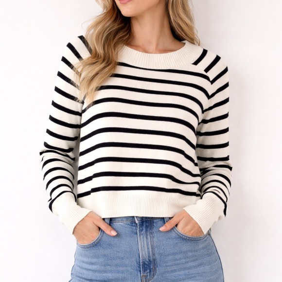 Truth By Republic Sweaters - Truth by Republic Striped Knit Sweater Black White  Small